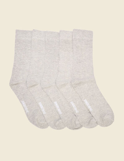 Lot 5 paires chaussettes gris clair homme