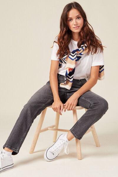 Jeans slim 7/8ème denim gris femme