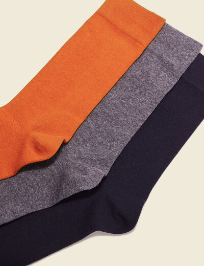 Lot 3 paires de chaussettes homme unies marron clair homme