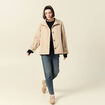 Trench droit court col montant beige femme