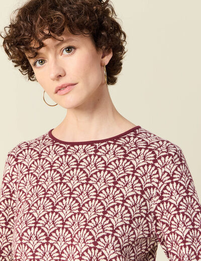 Pull manches longues bordeaux femme