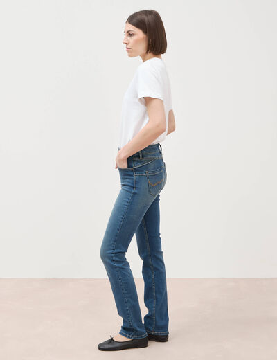 Jeans regular taille haute denim stone femme