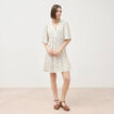 Robe fluide col v manches courtes bleu gris femme