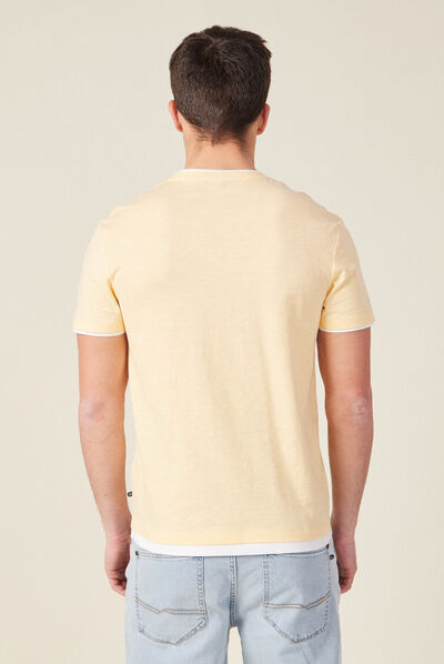 T-shirt manches courtes jaune clair homme