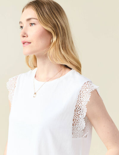 T-shirt manches courtes blanc femme