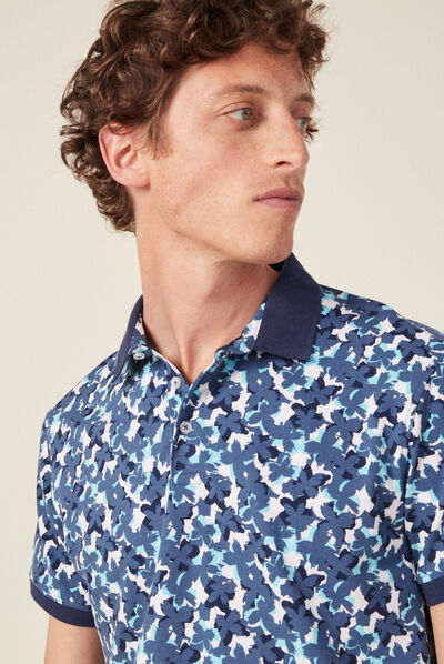 Polo manches courtes bleu homme