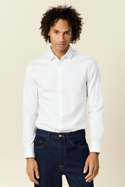 Chemise manches longues blanc homme