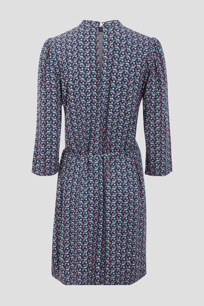 Robe droite ceinturée multicolore femme