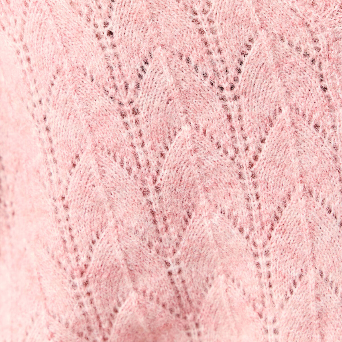 Gilet ajour&eacute; col V manches longues rose pastel femme