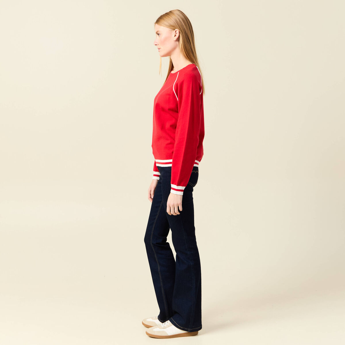 Pull manches longues rouge femme