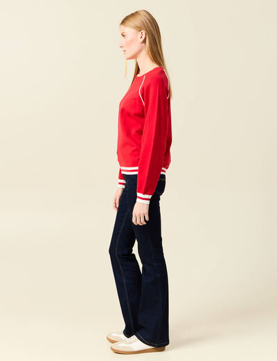 Pull manches longues rouge femme