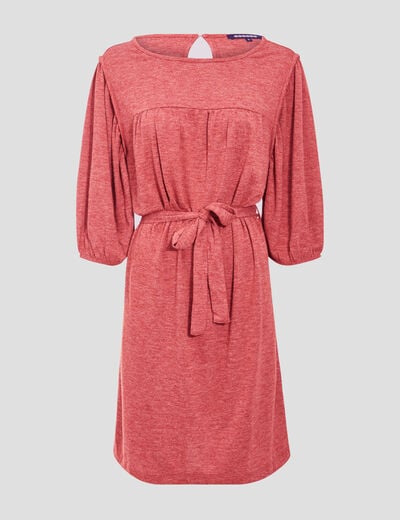 Robe droite ceinturée orange foncé femme