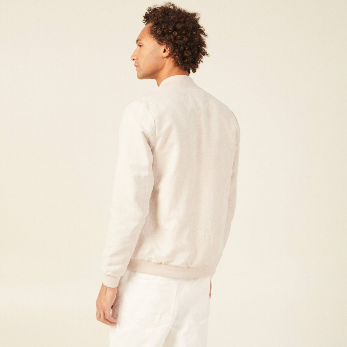 Veste droite zippée beige homme