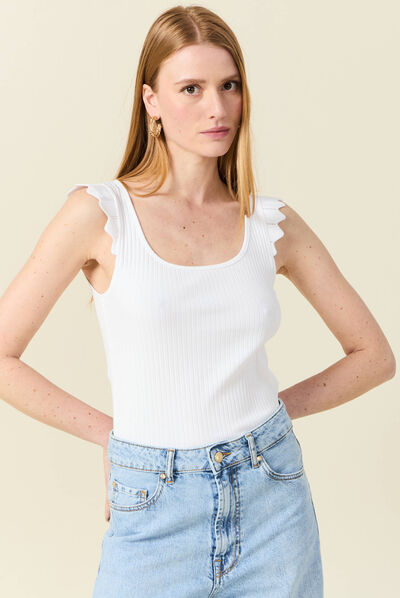 Débardeur bretelles larges blanc femme