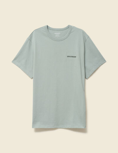 T-shirt col rond manches courtes brod&eacute; vert pastel homme