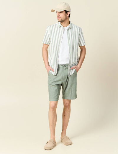 Chemise manches courtes vert olive homme
