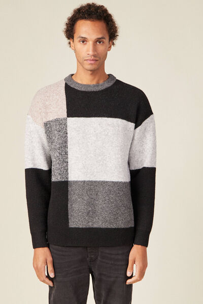 Pull manches longues noir homme