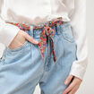 Jeans mom ceinture foulard denim bleach femme