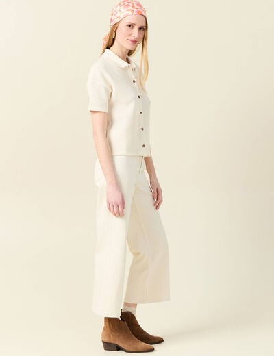 Polo manches courtes creme femme