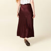 Jupe longue droite satin bordeaux femme