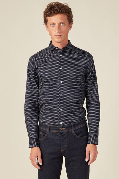 Chemise éco-responsable bleu marine homme