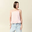 Débardeur droit court col carré rose clair femme