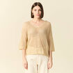Pull manches courtes ajouré creme femme