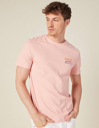 T-shirt manches courtes rose saumon homme