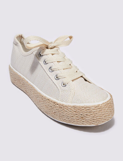 Espadrilles plates avec cordes ecru femme