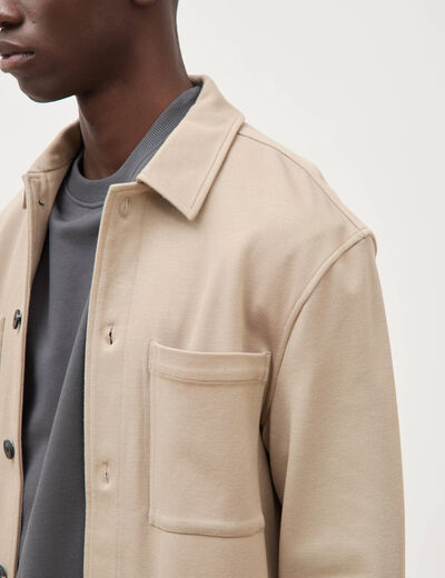 Surchemise manches longues col am&eacute;ricain taupe homme