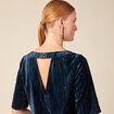 Blouse velours éco-responsable bleu canard femme