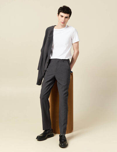 Pantalon slim cigarette gris fonc&eacute; homme