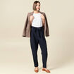Pantalon carotte taille haute bleu marine femme