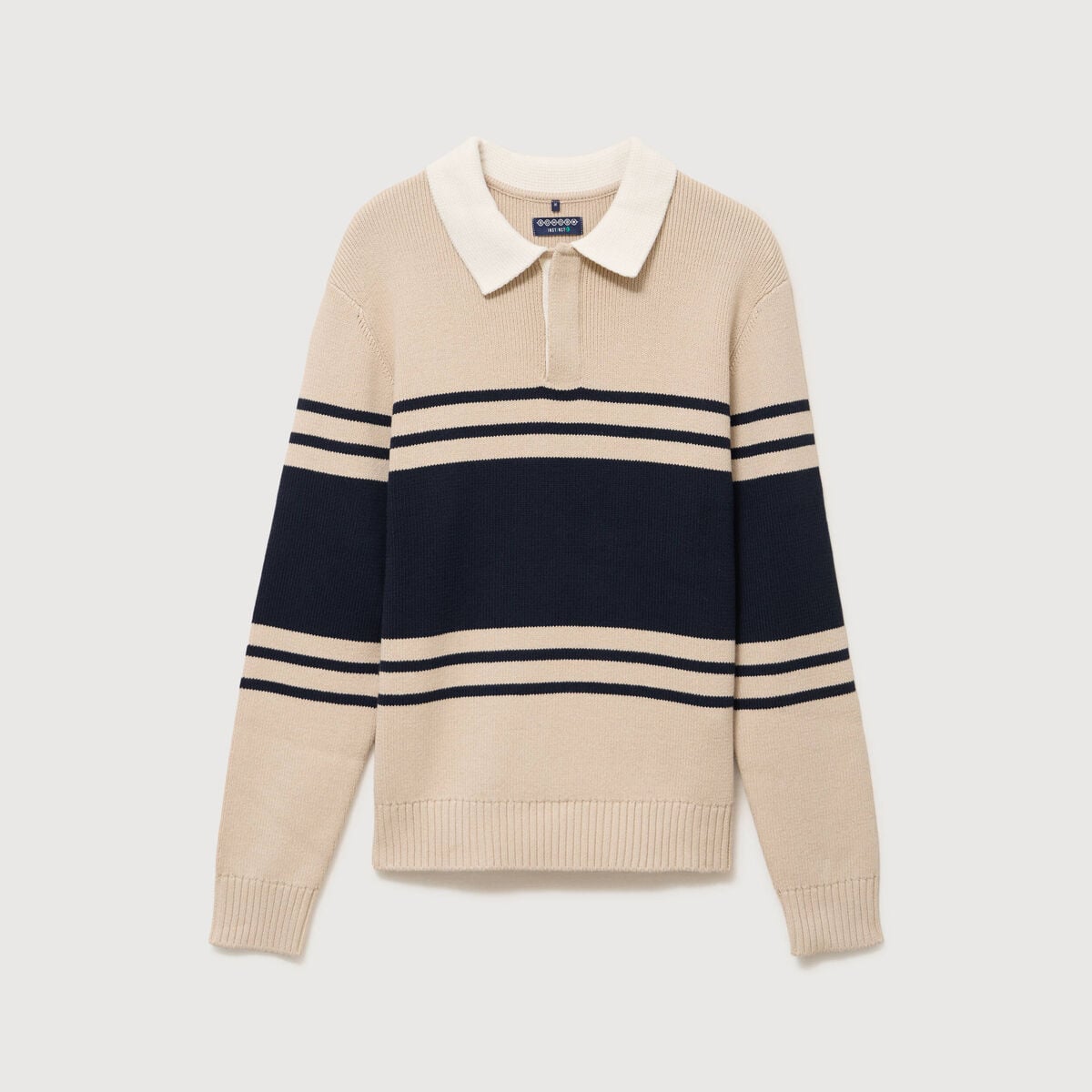 Pull manches longues en coton beige homme