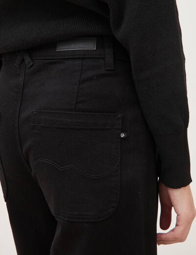 Jeans large taille haute denim noir femme