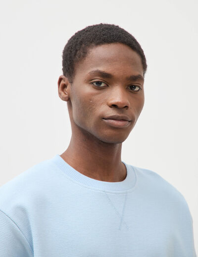 T-shirt ample col rond manches courtes bleu ciel homme