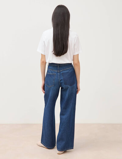 Jeans loose taille haute en coton denim stone femme