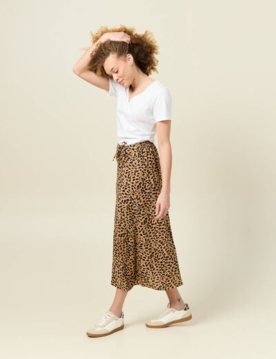 Jupe longue portefeuille marron clair femme
