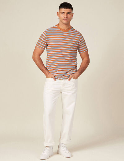 T-shirt manches courtes marron clair homme