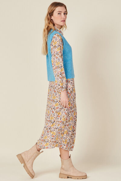 Pull sans manches bleu femme