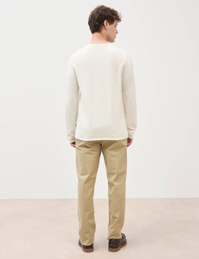 Pull col rond manches longues ecru homme