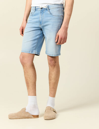 Bermuda confort ultra stretch denim bleach homme