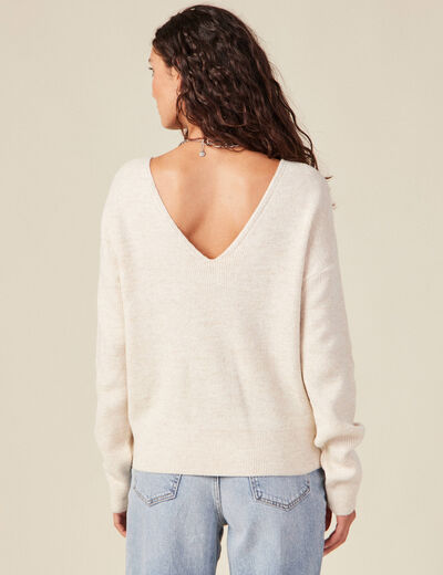 Pull manches longues creme femme