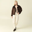 Pull col V manches longues marron clair femme
