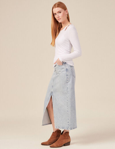 T-shirt côtelé éco-responsable blanc femme