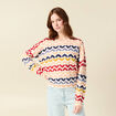Pull col rond manches longues ecru femme