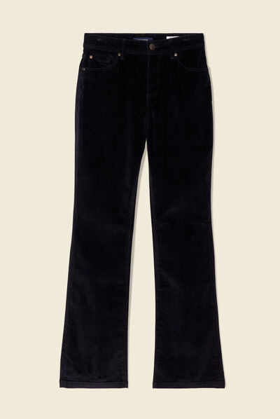 Pantalon bootcut velours noir femme