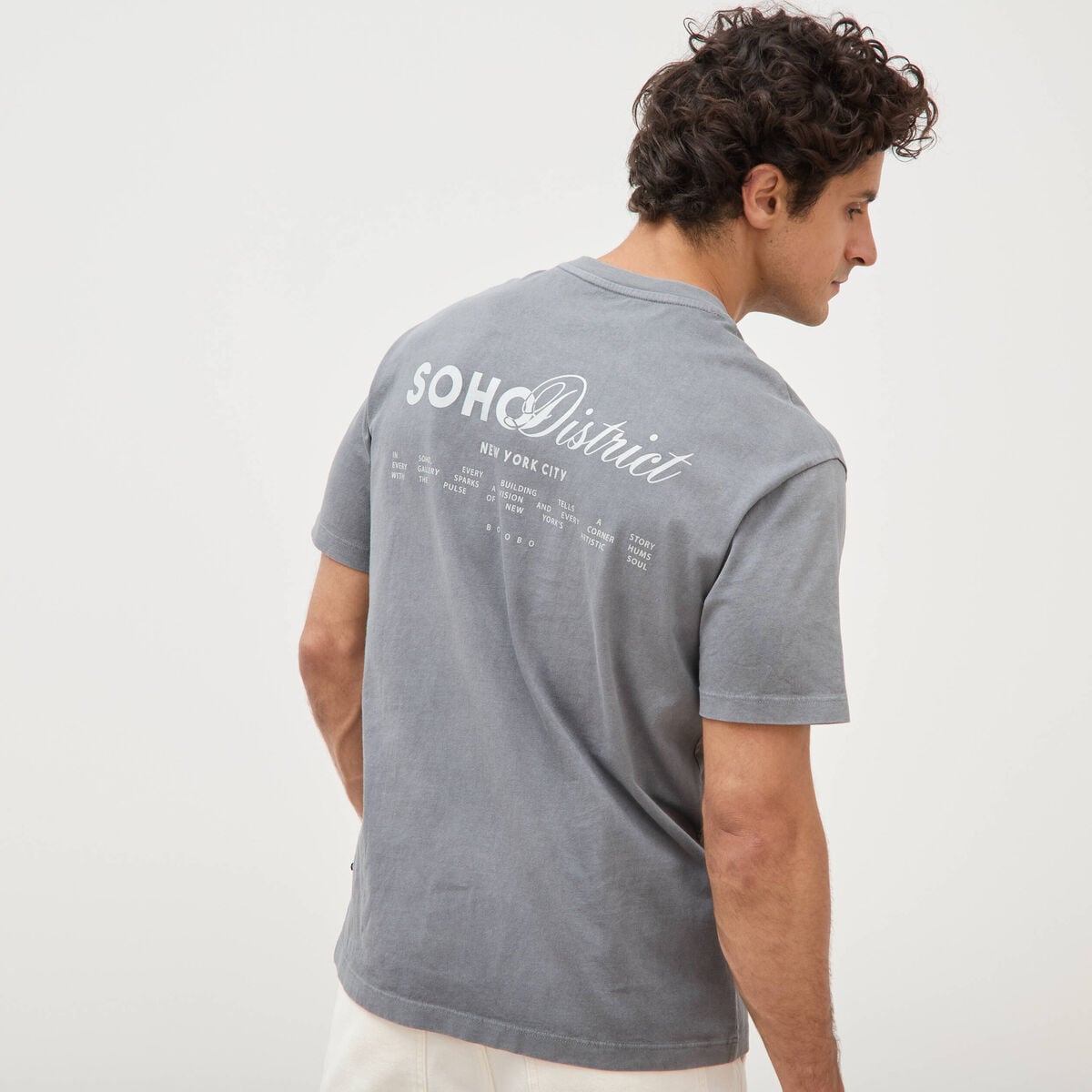 T-shirt en coton manches courtes gris homme