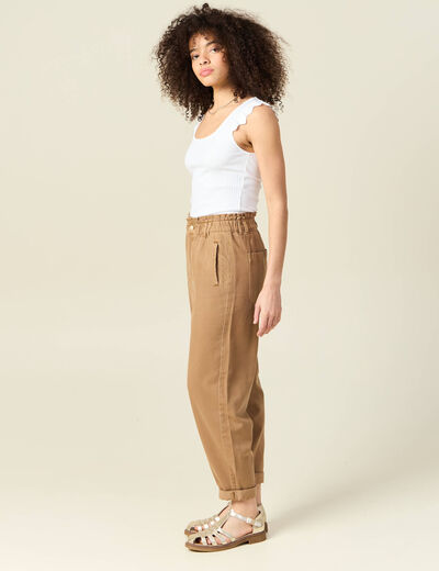 Jeans slouchy 7/8ème vert kaki femme