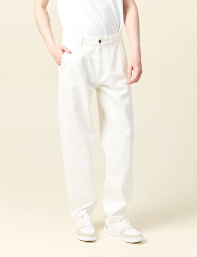 Chino droit longueur 32 coton denim blanc homme